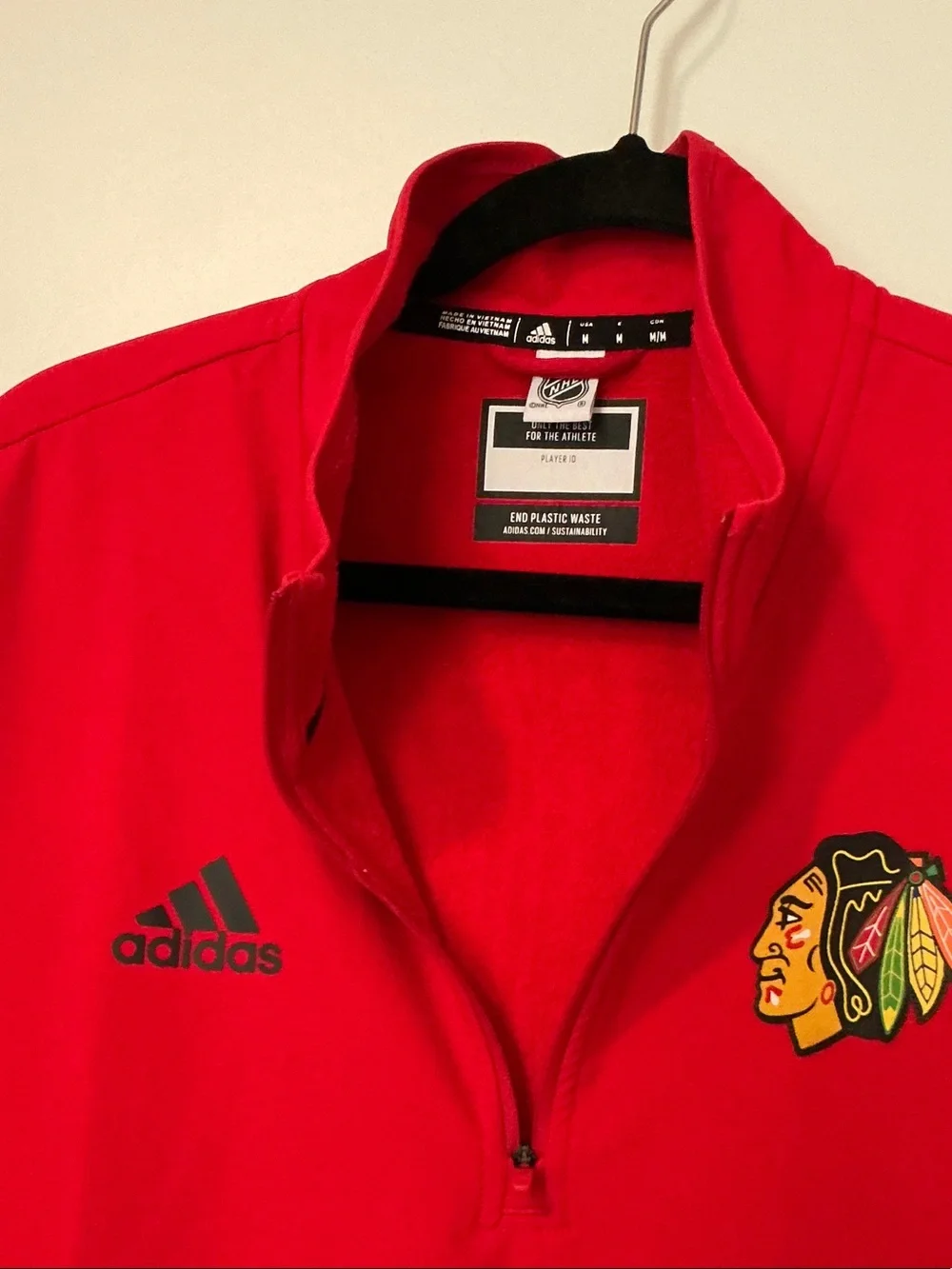 adidas Chicago Blackhawks Red Half-Zip Pullover